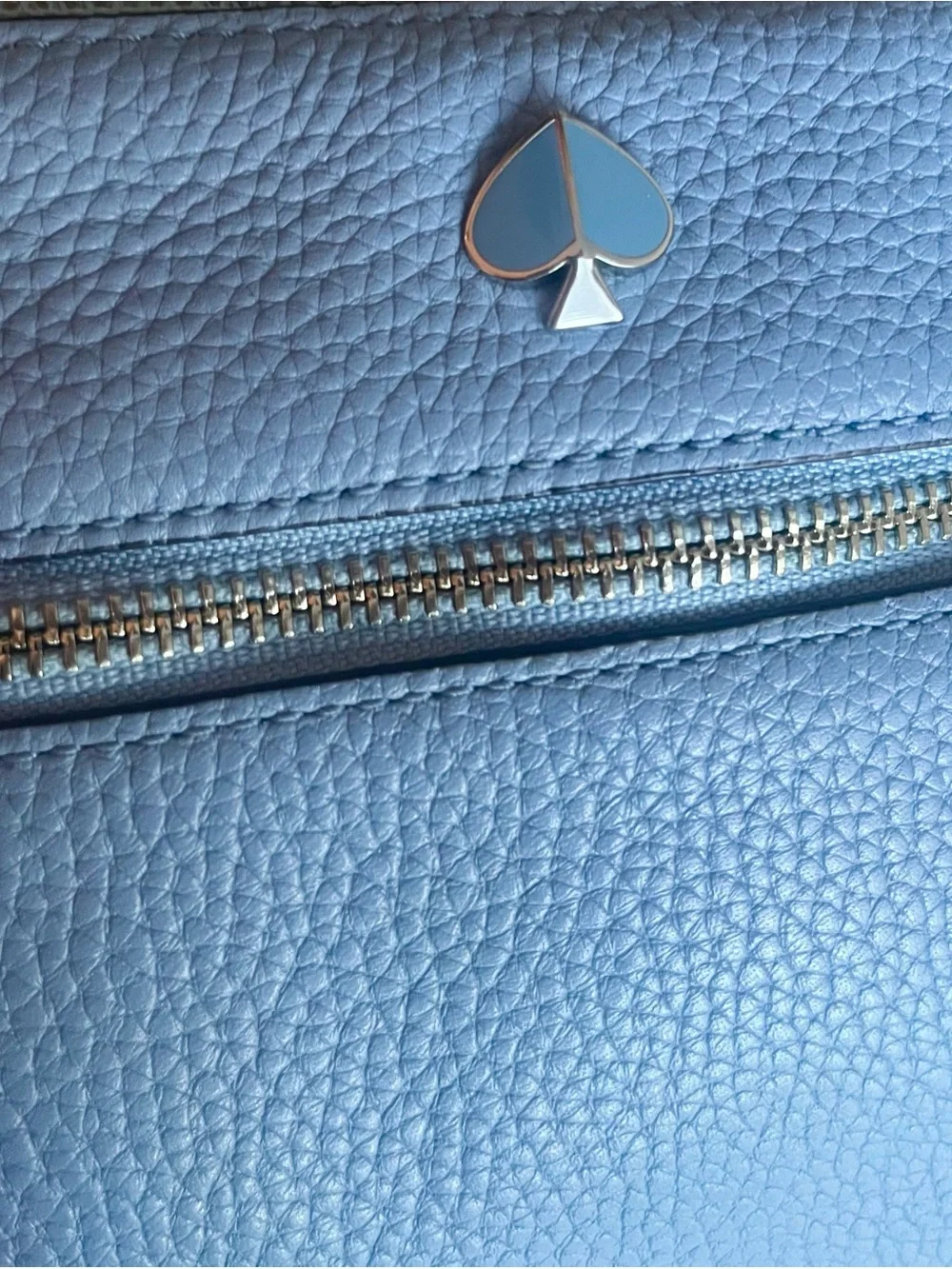 Kate Spade Polly Pebbled Leather Crossbody Bag Powder Blue Silver Hardware